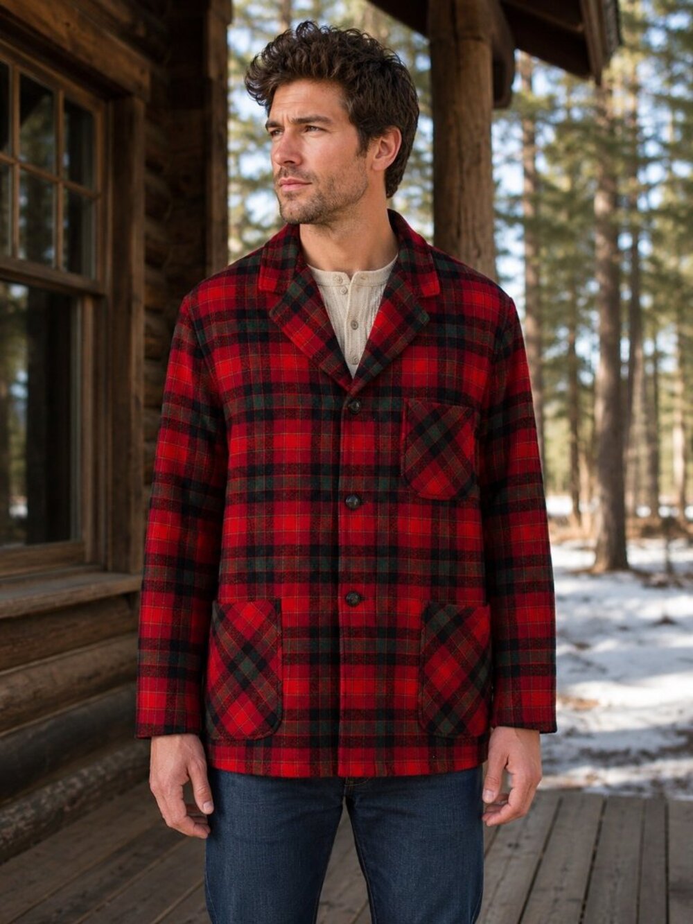 Mens Vintage 70s Pendleton Wool Plaid Shirt Jacket L Red Check Chore Shacket